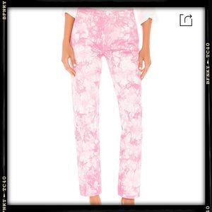 Grlfrnd White Pink Tropical Tie Dye Jean Size 27